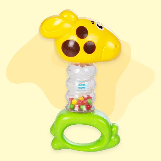 Cheerful Rattle Toy | BPA Free 360° Rotating Rattle with Baby Grip Design (Yellow)